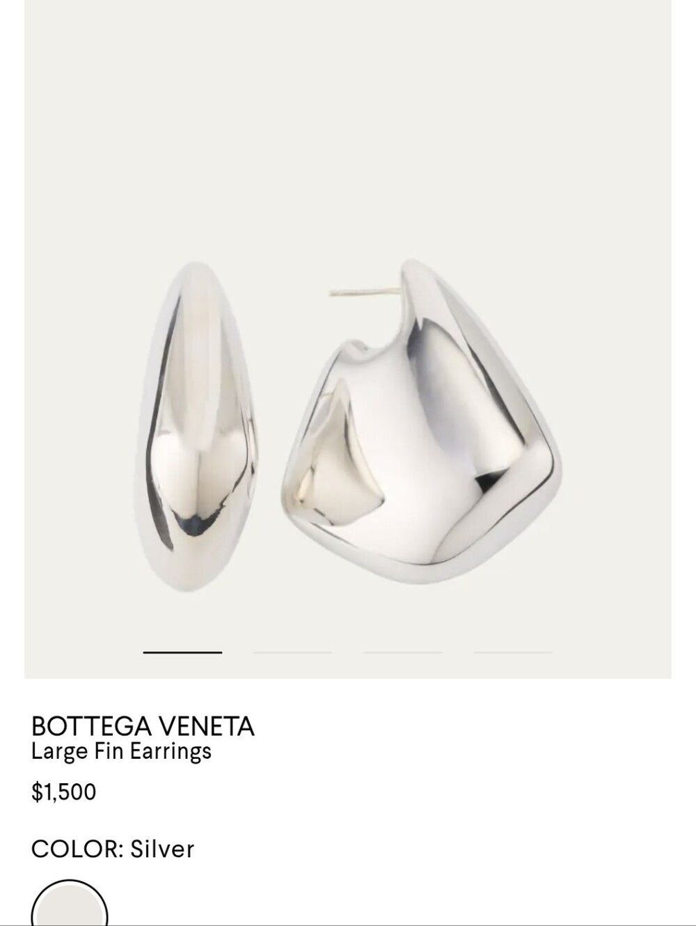 Bottega Veneta Silver Sculptural Fin Earrings